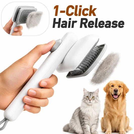 Self-Cleaning Deshedding Slicker Comb for Dogs and Cats - One-Click Release Grooming Brush for Effective Shedding Control and Easy Maintenance