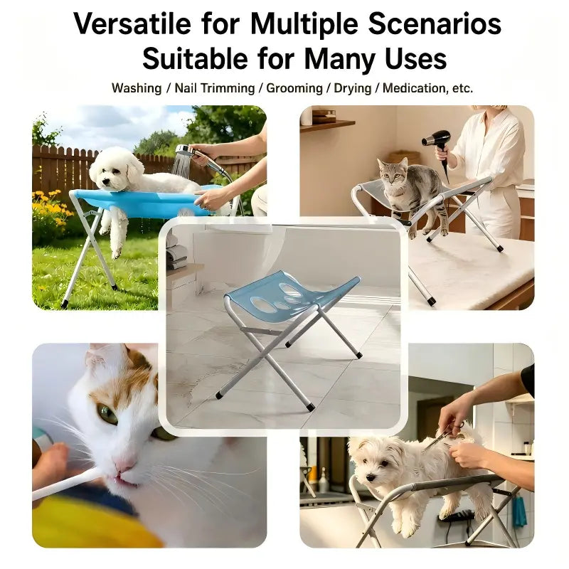 New Foldable Pet Bathing Stand – Cat & Dog Bath Hammock, Anti-Movement & Scratch-Resistant, Medicine Administering Bathing Rack, Must-Have Device