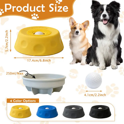 Pawpace Silicone Slow Feed Dog Bowl - 250ml Capacity, No-Mess Design with Ball, Includes Spatula and 8 Suction Cups, Enhances Mental Stimulation for Food and Liquid Feeding