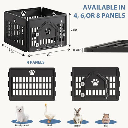 Sweetcrispy S Plastic Panel Dog Playpen - Versatile Pet Enclosure with Multiple Configurable Panels, Tool-Free Assembly, Flexible Design, Secure Latch, and Door Closure