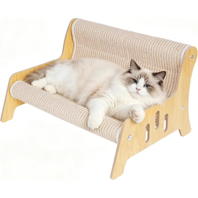 Large Sisal Cat Scratcher Couch Bed for Indoor Cats - Multi-Functional Lounge with Mess-Free Design and Easy Assembly