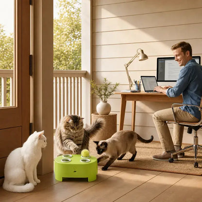 2-in-1 Interactive Cat Hunting Toy - Pop-Up Mice and Rotating Feather with USB-C Rechargeable Feature - Alleviates Indoor Boredom for Cats