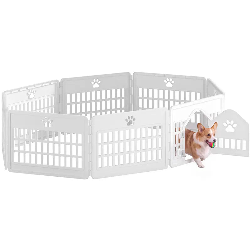 Sweetcrispy S Plastic Panel Dog Playpen - Versatile Pet Enclosure with Multiple Configurable Panels, Tool-Free Assembly, Flexible Design, Secure Latch, and Door Closure