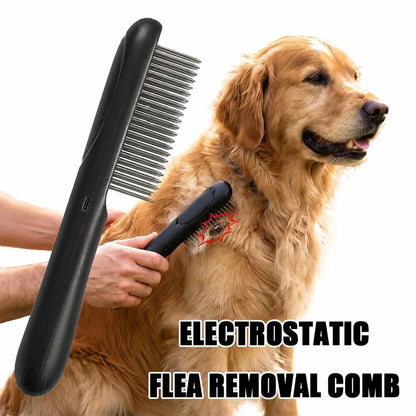 Professional Stainless Steel Flea Comb for Dogs and Cats - Efficient Grooming Tool for Fur Detangling, Compact Design for All Pet Sizes and Hair Lengths