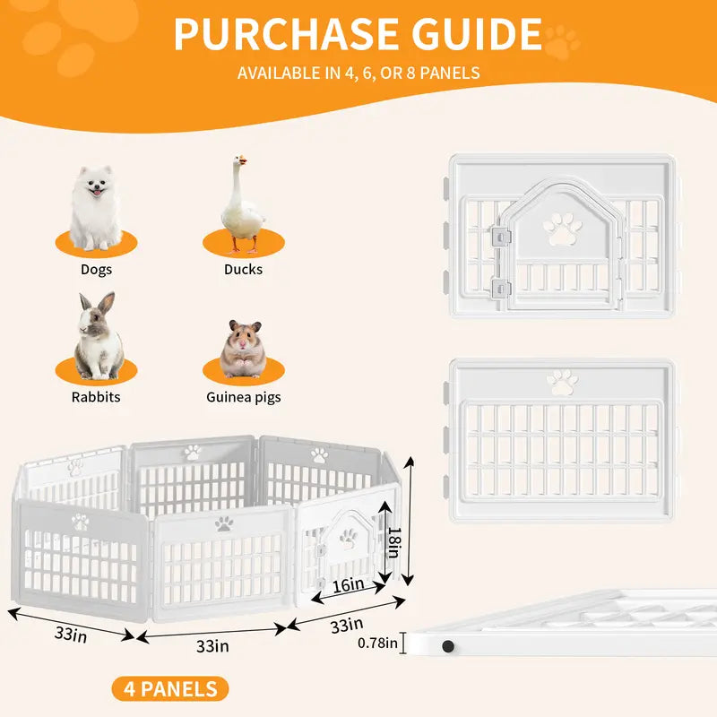Sweetcrispy S Plastic Panel Dog Playpen - Versatile Pet Enclosure with Multiple Configurable Panels, Tool-Free Assembly, Flexible Design, Secure Latch, and Door Closure