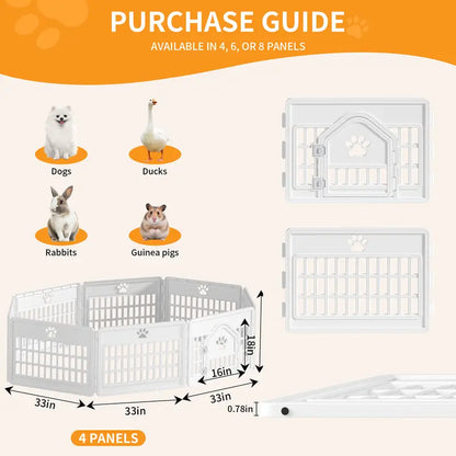 Sweetcrispy S Plastic Panel Dog Playpen - Versatile Pet Enclosure with Multiple Configurable Panels, Tool-Free Assembly, Flexible Design, Secure Latch, and Door Closure