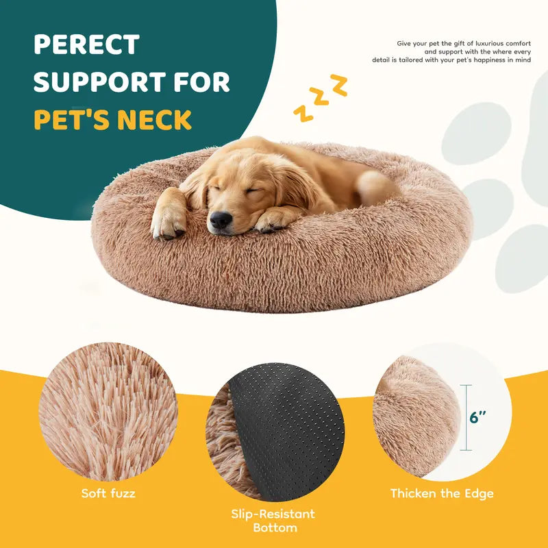 Sweetcrispy Large Orthopedic Memory Foam Sofa Bed for Dogs - 3-Sided Bolsters, Waterproof Fleece Detachable Cover, Non-Slip Base, Joint Relief, Extra Neck & Head Support, 20.0" L x 24.0" W x 8.0" H