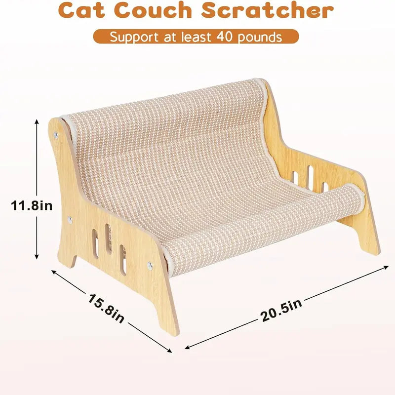 Large Sisal Cat Scratcher Couch Bed for Indoor Cats - Multi-Functional Lounge with Mess-Free Design and Easy Assembly