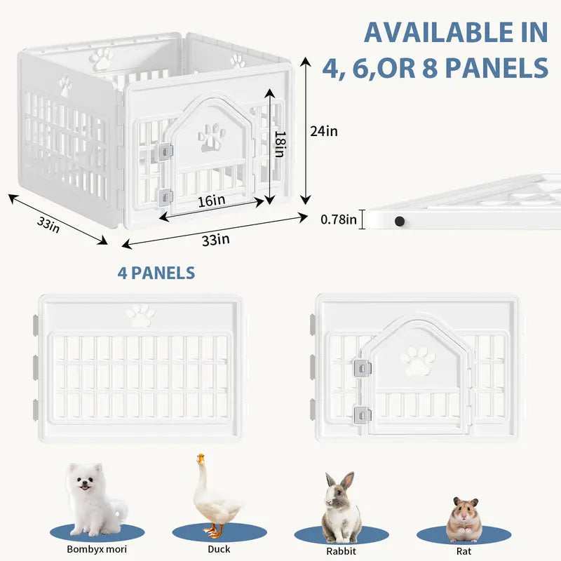 Sweetcrispy S Plastic Panel Dog Playpen - Versatile Pet Enclosure with Multiple Configurable Panels, Tool-Free Assembly, Flexible Design, Secure Latch, and Door Closure