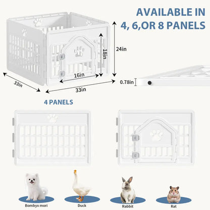 Sweetcrispy S Plastic Panel Dog Playpen - Versatile Pet Enclosure with Multiple Configurable Panels, Tool-Free Assembly, Flexible Design, Secure Latch, and Door Closure