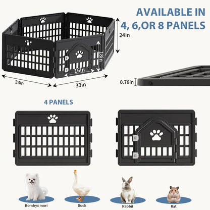 Sweetcrispy S Plastic Panel Dog Playpen - Versatile Pet Enclosure with Multiple Configurable Panels, Tool-Free Assembly, Flexible Design, Secure Latch, and Door Closure