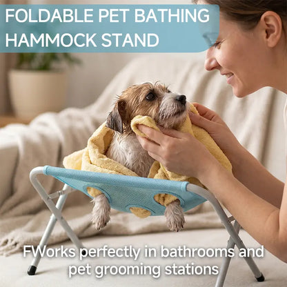 New Foldable Pet Bathing Stand – Cat & Dog Bath Hammock, Anti-Movement & Scratch-Resistant, Medicine Administering Bathing Rack, Must-Have Device