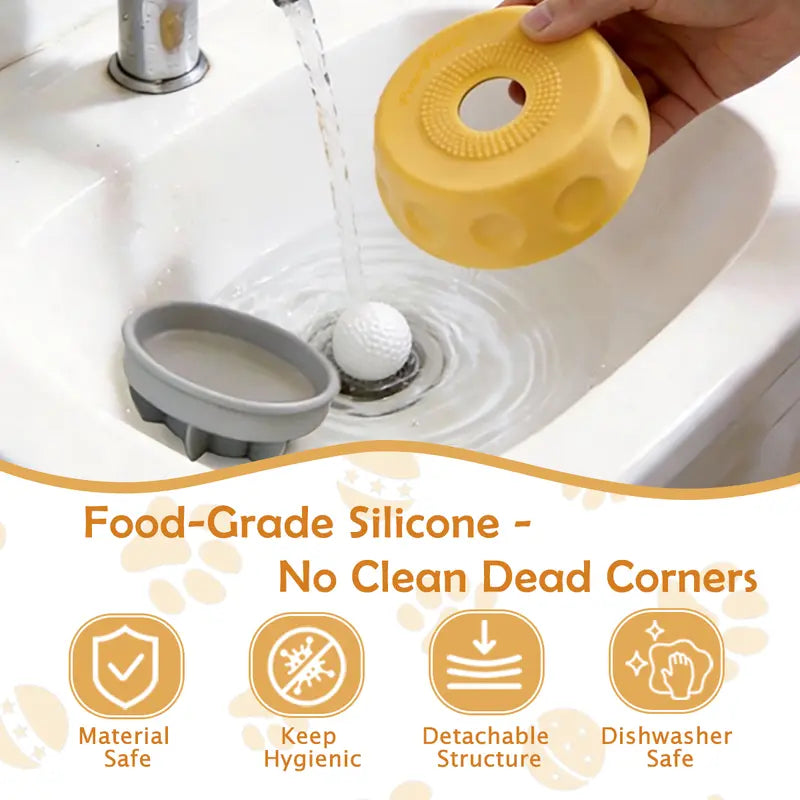 Pawpace Silicone Slow Feed Dog Bowl - 250ml Capacity, No-Mess Design with Ball, Includes Spatula and 8 Suction Cups, Enhances Mental Stimulation for Food and Liquid Feeding