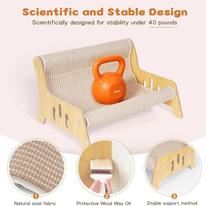 Large Sisal Cat Scratcher Couch Bed for Indoor Cats - Multi-Functional Lounge with Mess-Free Design and Easy Assembly