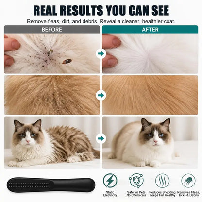 Professional Stainless Steel Flea Comb for Dogs and Cats - Efficient Grooming Tool for Fur Detangling, Compact Design for All Pet Sizes and Hair Lengths