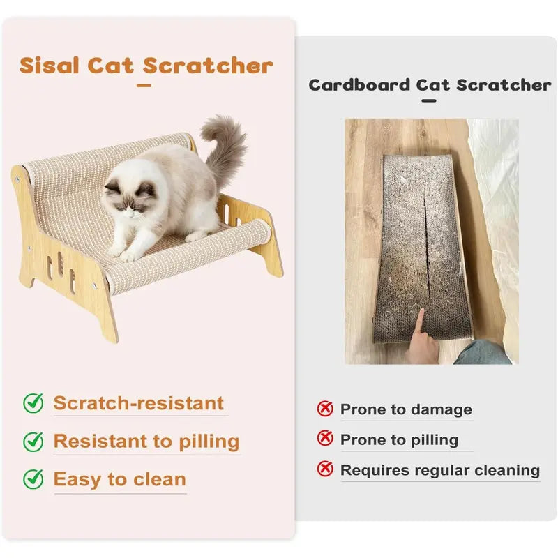 Large Sisal Cat Scratcher Couch Bed for Indoor Cats - Multi-Functional Lounge with Mess-Free Design and Easy Assembly