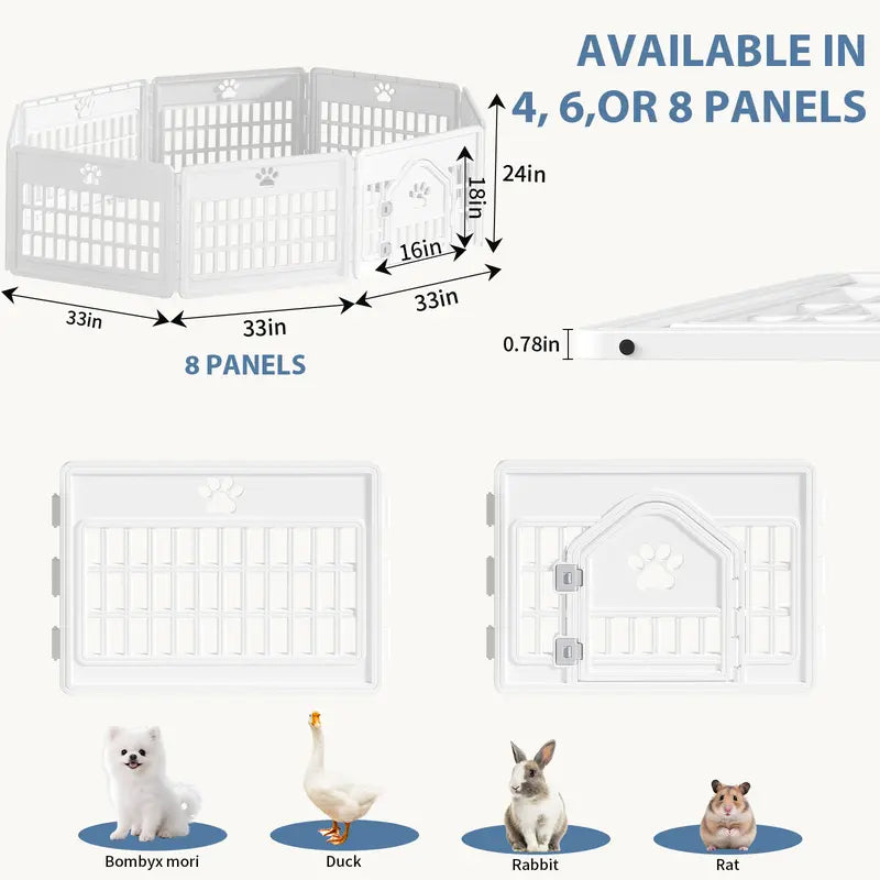 Sweetcrispy S Plastic Panel Dog Playpen - Versatile Pet Enclosure with Multiple Configurable Panels, Tool-Free Assembly, Flexible Design, Secure Latch, and Door Closure