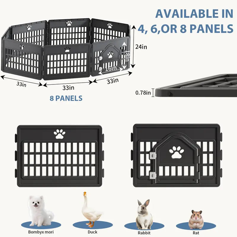 Sweetcrispy S Plastic Panel Dog Playpen - Versatile Pet Enclosure with Multiple Configurable Panels, Tool-Free Assembly, Flexible Design, Secure Latch, and Door Closure