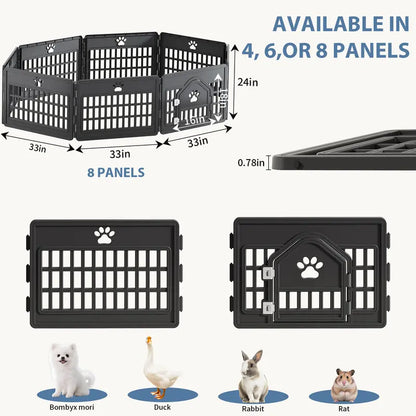 Sweetcrispy S Plastic Panel Dog Playpen - Versatile Pet Enclosure with Multiple Configurable Panels, Tool-Free Assembly, Flexible Design, Secure Latch, and Door Closure
