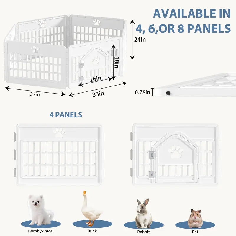 Sweetcrispy S Plastic Panel Dog Playpen - Versatile Pet Enclosure with Multiple Configurable Panels, Tool-Free Assembly, Flexible Design, Secure Latch, and Door Closure