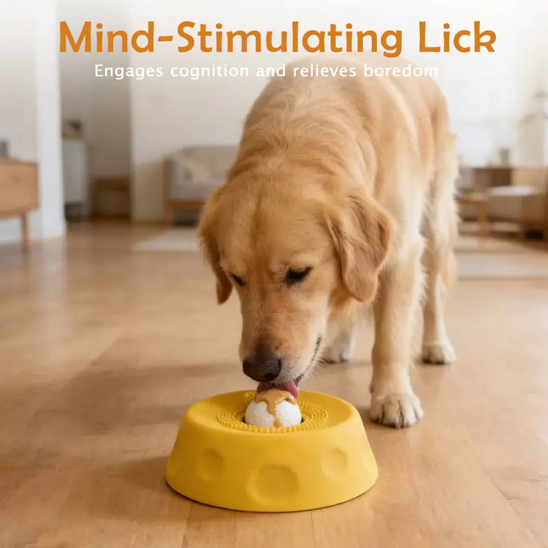 Pawpace Silicone Slow Feed Dog Bowl - 250ml Capacity, No-Mess Design with Ball, Includes Spatula and 8 Suction Cups, Enhances Mental Stimulation for Food and Liquid Feeding